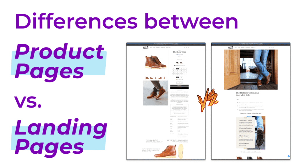 Ecommerce Landing Pages compared with product pages to highlight differences in conversion-focused design