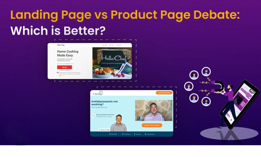 Ecommerce landing pages compared with product pages to show key conversion differences